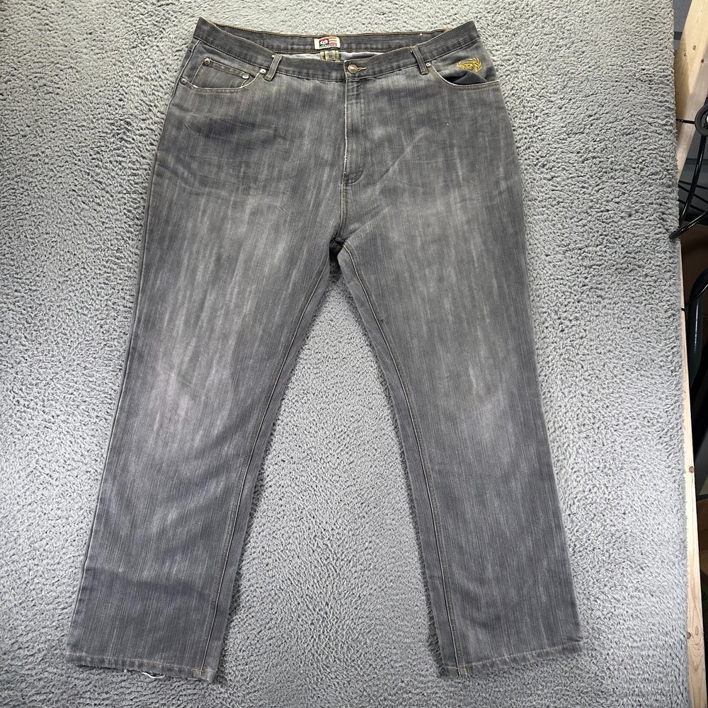 Vintage Phat Farm Jeans Men 42x32 Gray Cotton Straight Baggy Slim Workwear Faded